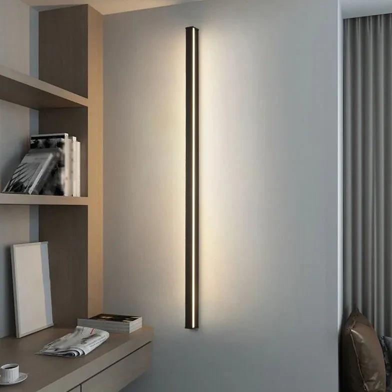 Moderne zwarte lineaire wandlamp voor de slaapkamer | boxzora