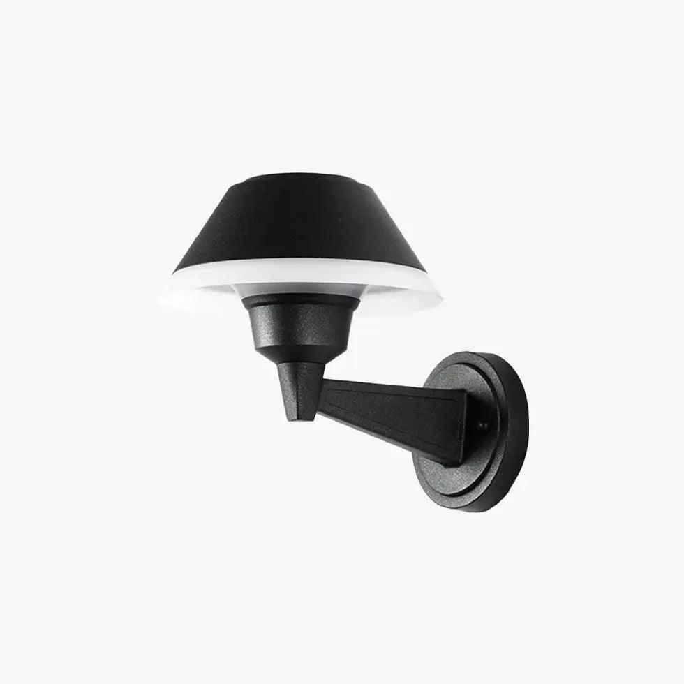 Minimalistyczna czarna zewnętrzna lampa ścienna w kształcie grzybka | boxzora