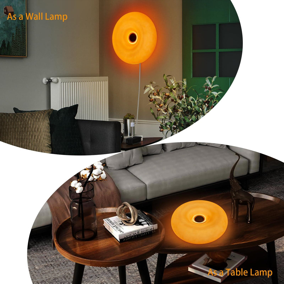 Nordisk oransje vegglampe i glass med smultringdesign | boxzora