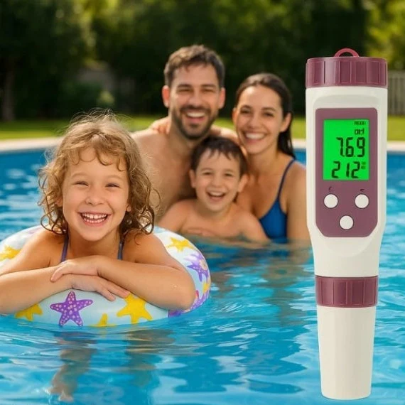 Digitale pH- en chloormeter voor zwembaden — slimme 7-in-1-sensormeter