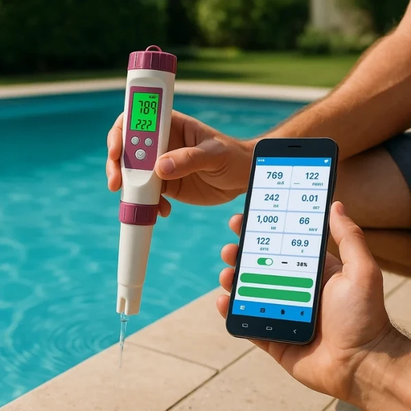 Digitale pH- en chloormeter voor zwembaden — slimme 7-in-1-sensormeter