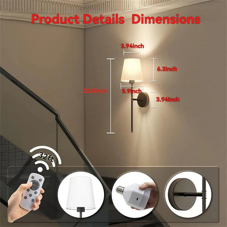Drahus 2-Pack Wireless Wall Lamps