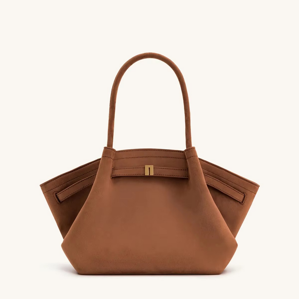 Große Schultertasche Hana in Velourslederoptik