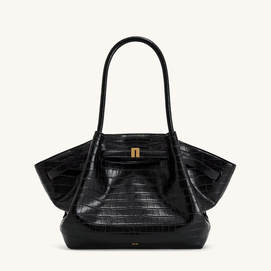 Große Schultertasche Hana in Velourslederoptik