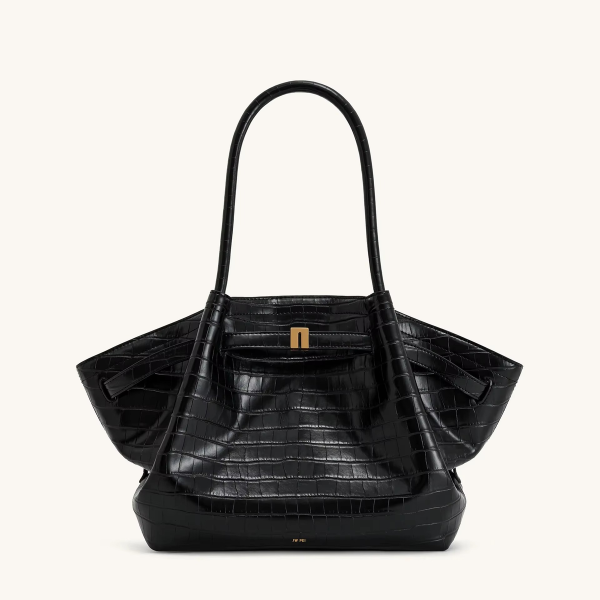 Große Schultertasche Hana in Velourslederoptik