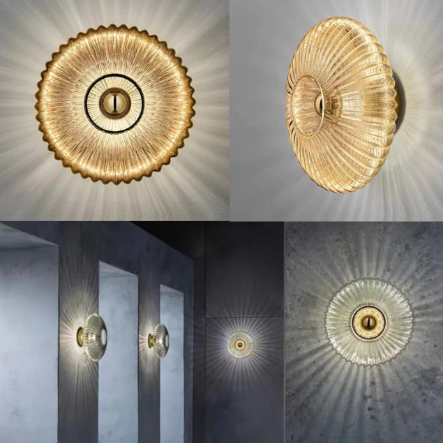 NimbusFlux-Wandlampe aus Glas – wellenförmiger Glasschirm, atmosphärisches Licht