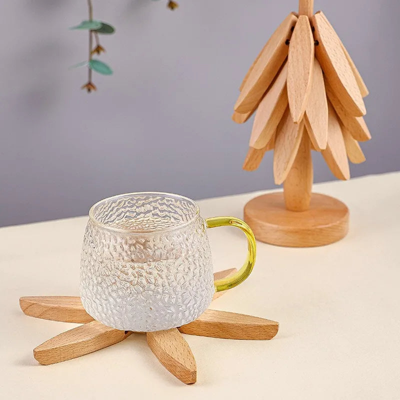 Heat Resistant Wood Trivets and Pot Holders — Decorative Table Mats, 4 PCS
