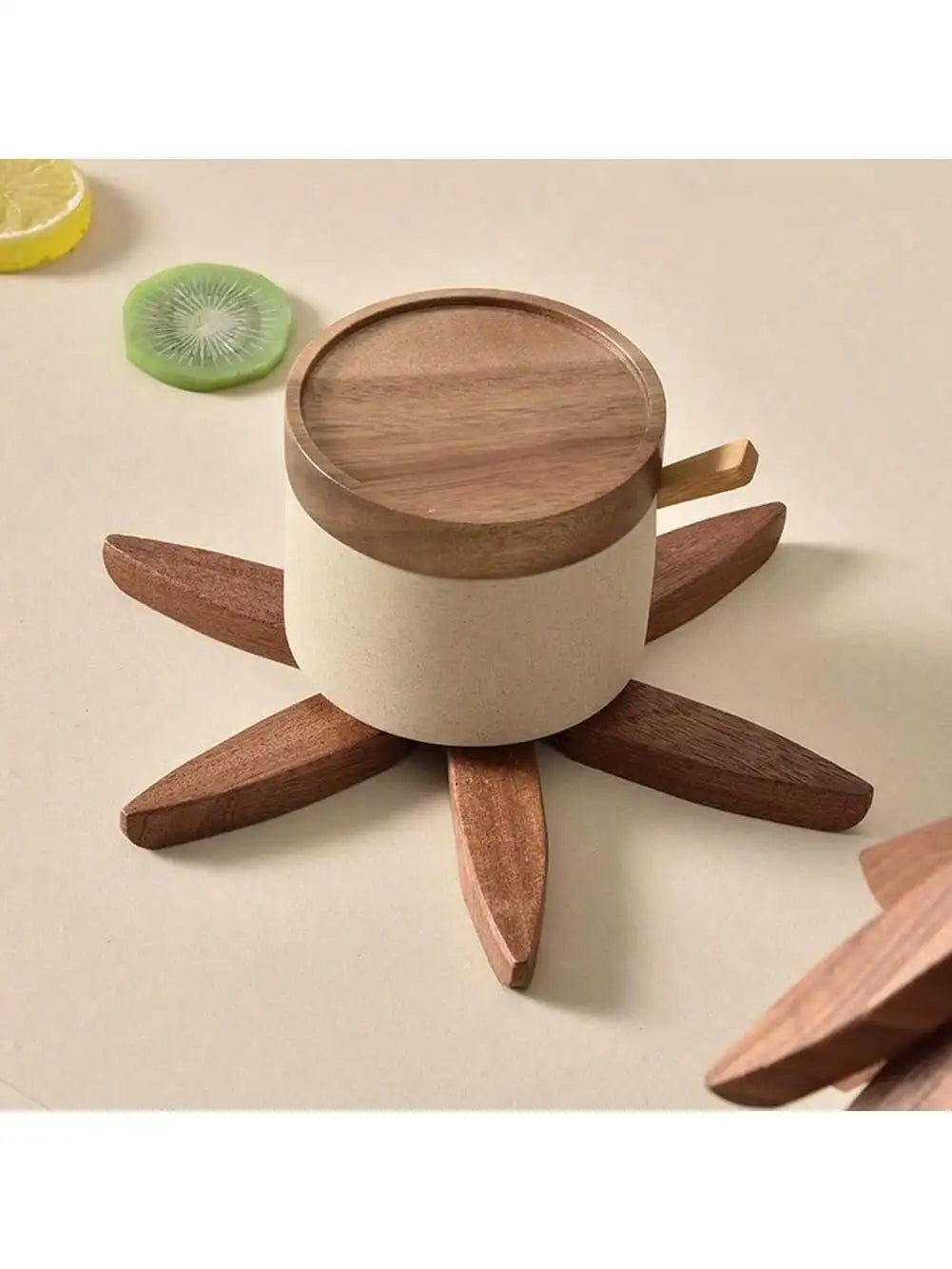 Heat Resistant Wood Trivets and Pot Holders — Decorative Table Mats, 4 PCS