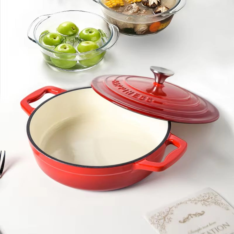 Enamel Coated Cast Iron Dutch Oven — Superior Browning, Versatile Design