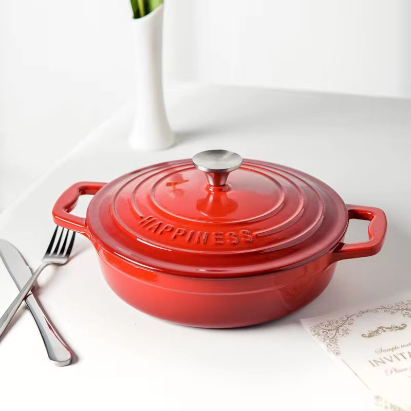 Enamel Coated Cast Iron Dutch Oven — Superior Browning, Versatile Design