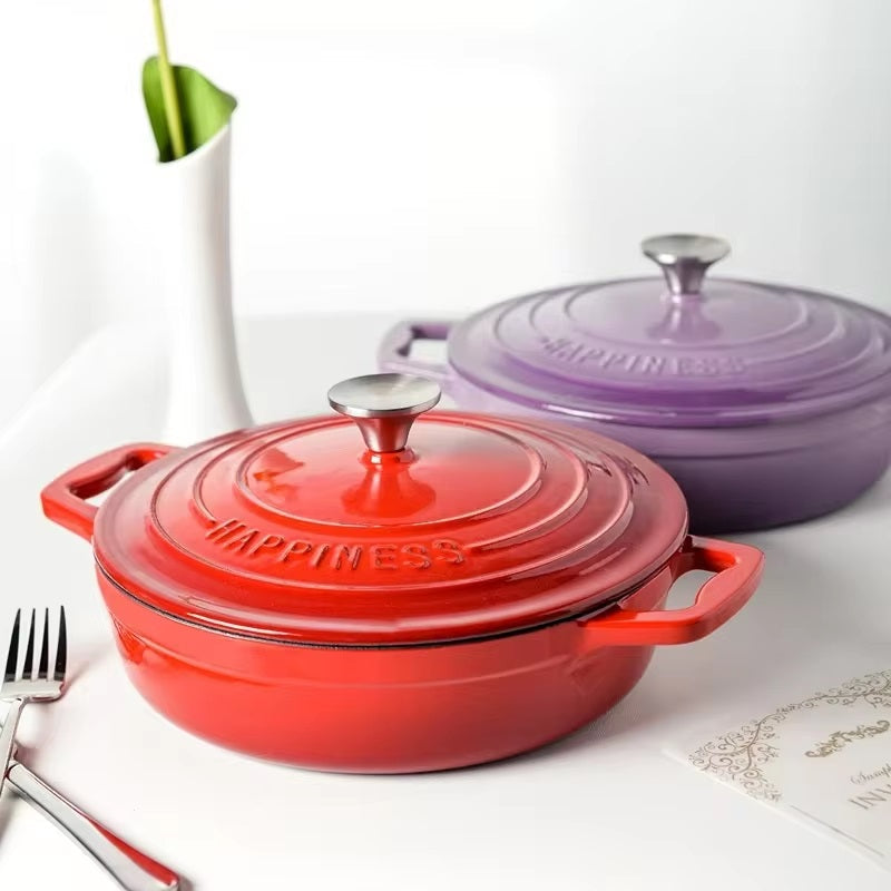 Enamel Coated Cast Iron Dutch Oven — Superior Browning, Versatile Design