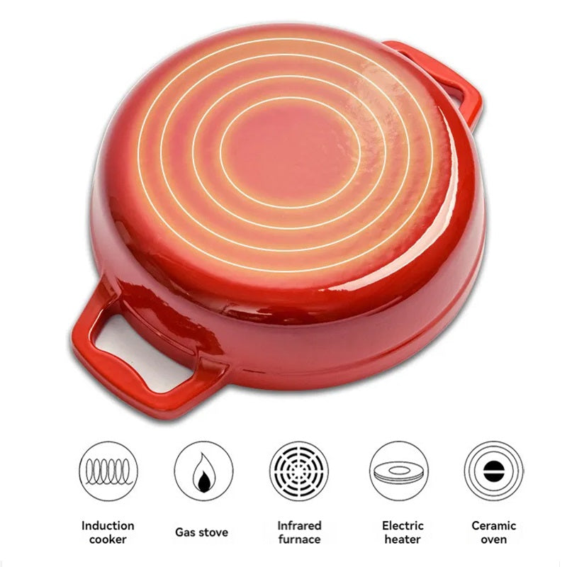 Enamel Coated Cast Iron Dutch Oven — Superior Browning, Versatile Design