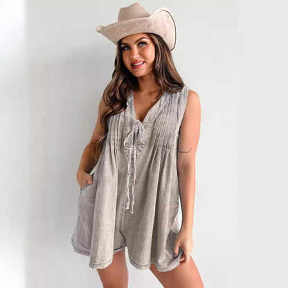Combinaison Denim Short – Style Estival & Confort Urbain
