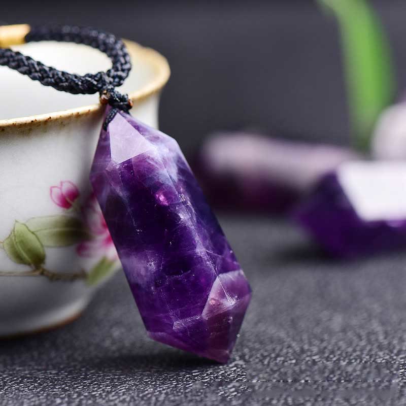 Lyra-hangerketting van natuurlijk amethistkristal - helende edelsteenjuwelen