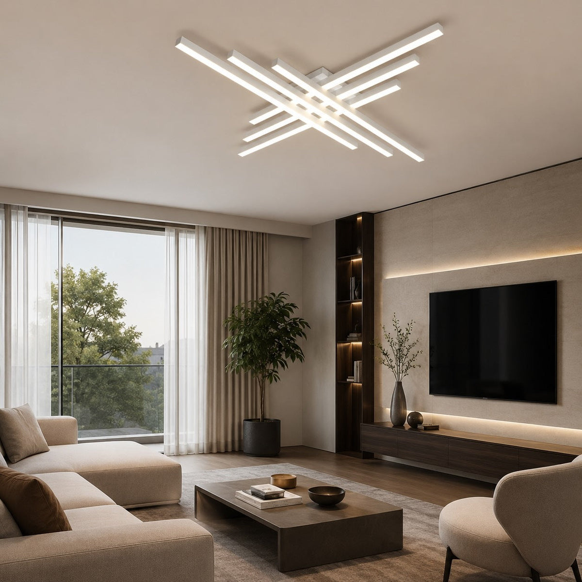 Modern linjär LED-taklampa - justerbar färgtemperatur, järnram och akryldiffusor