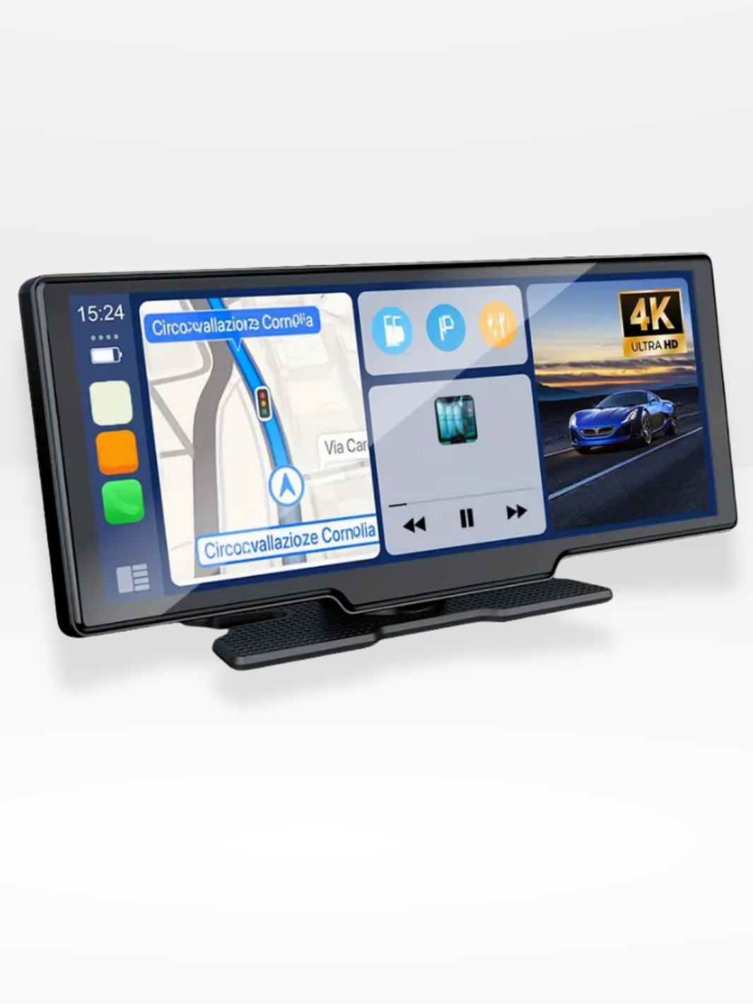 Trådløs CarPlay-skjerm — 10.26-tommers IPS-skjerm, innebygd 4K-dashbordkamera, valgfritt ryggekamera