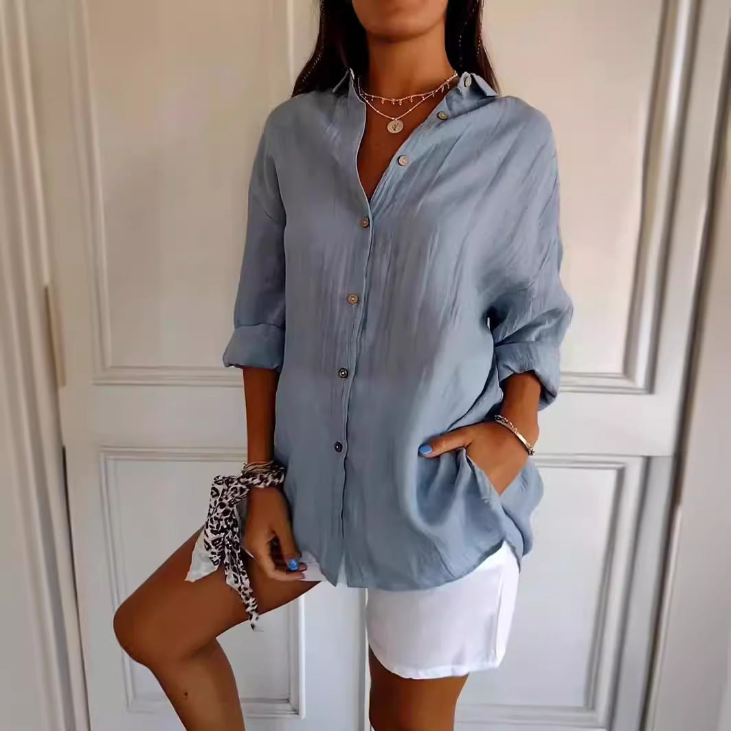 Chemise longue plissée à col cranté