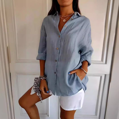 Chemise longue plissée à col cranté