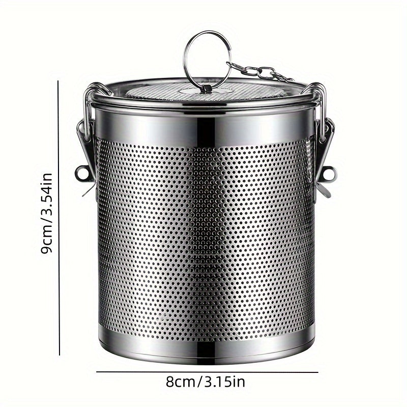 Infusor de especias reutilizable de acero inoxidable – Colador de malla fina con cadena larga para té suelto, hierbas y especias