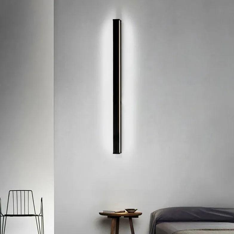 Moderne zwarte lineaire wandlamp voor de slaapkamer | boxzora