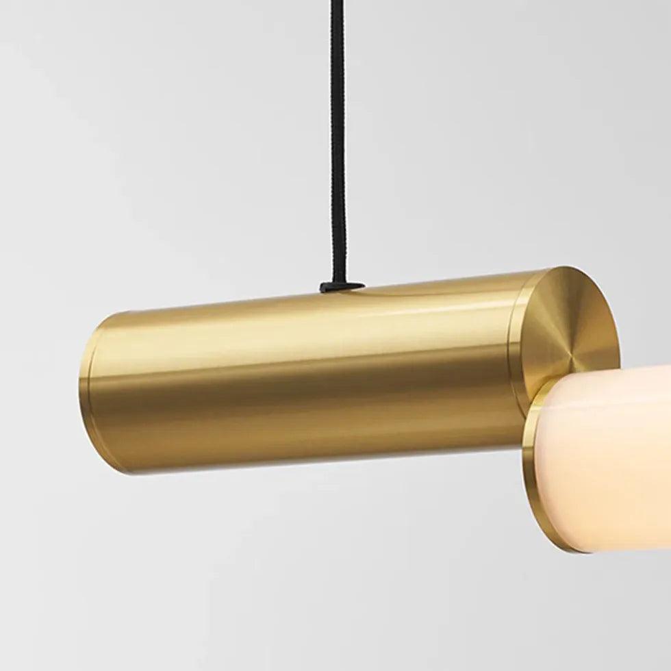Candeeiro pendente moderno dourado comprido para sala de jantar | boxzora