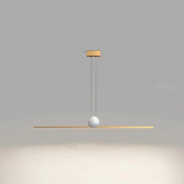 Minimalistické mosazné dlouhé závěsné mramorové světlo do jídelny | boxzora