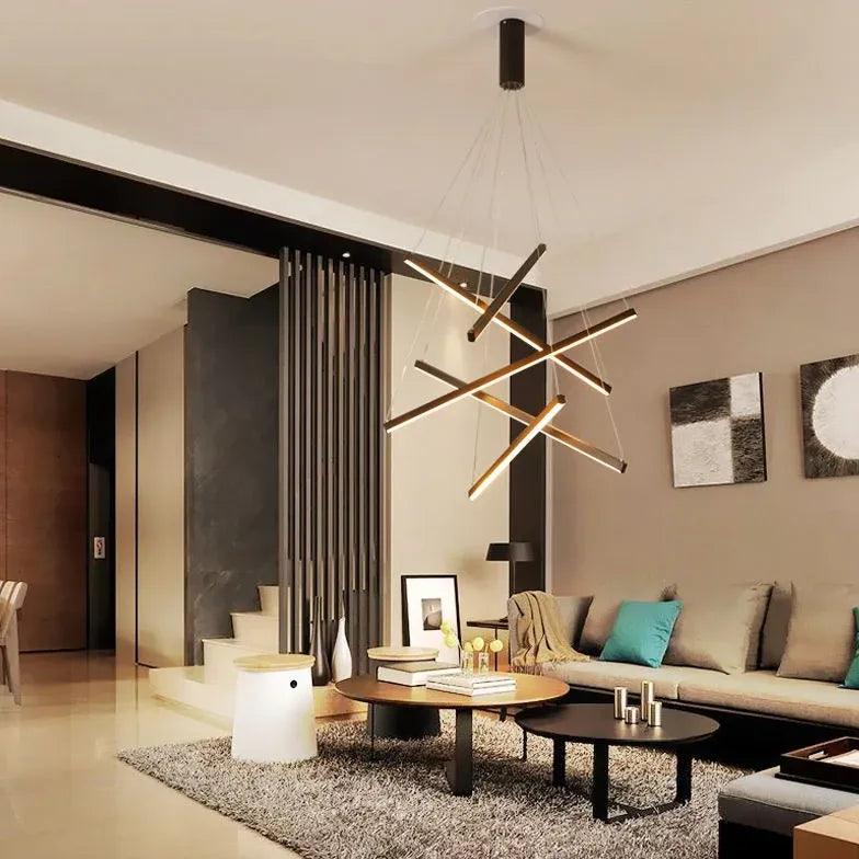 Minimalistische schwarze geometrische lange Leuchte fürs Wohnzimmer | boxzora