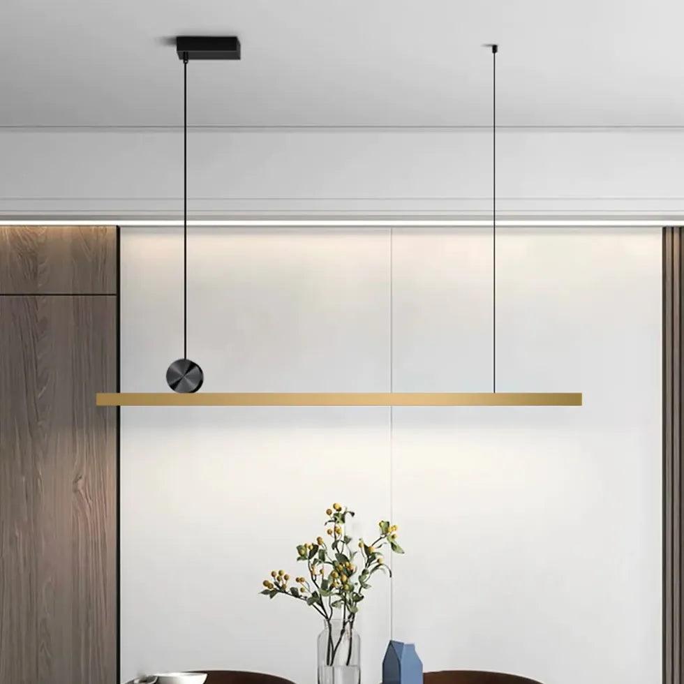极简餐桌上方线性吊灯 | boxzora