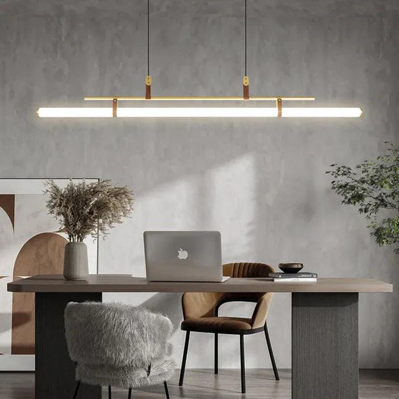 Minimalistická dlouhá závěsná světla nad jídelní stůl | boxzora