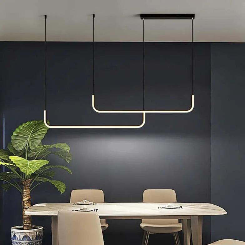 Lámpara colgante lineal minimalista de metal regulable para comedor | boxzora