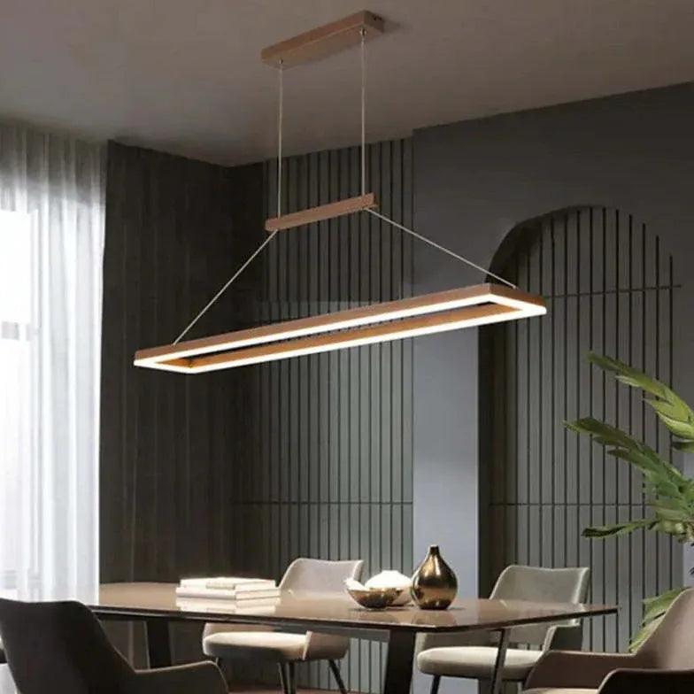 Modern Rectangular Wooden LED Dining Light Pendant | boxzora