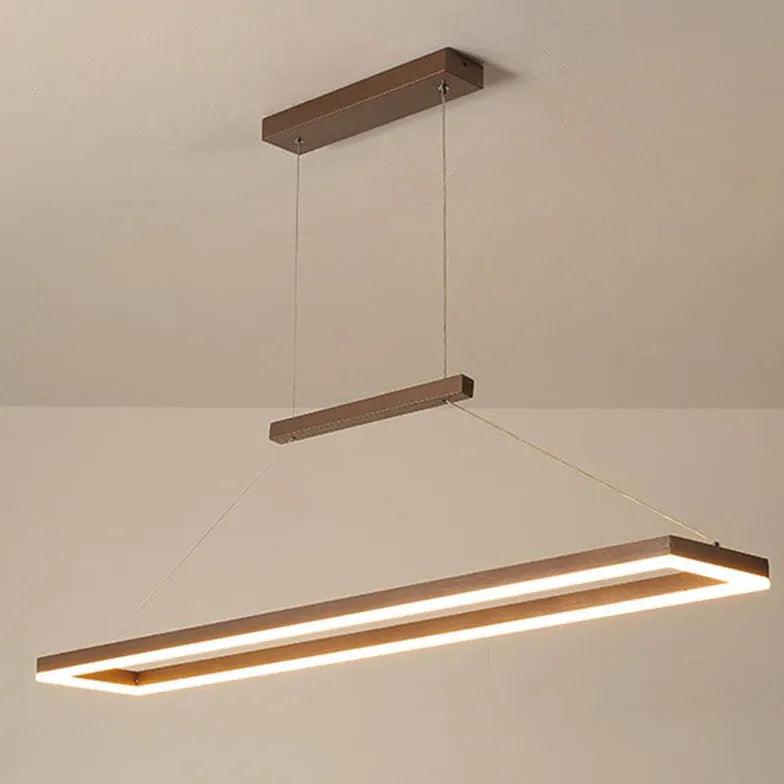 Modern Rectangular Wooden LED Dining Light Pendant | boxzora