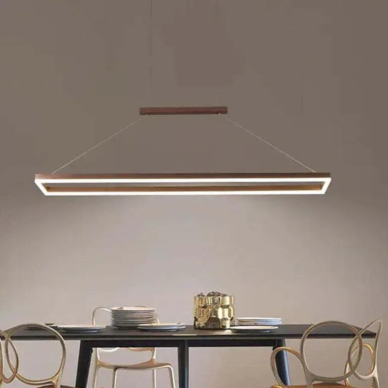 Modern Rectangular Wooden LED Dining Light Pendant | boxzora