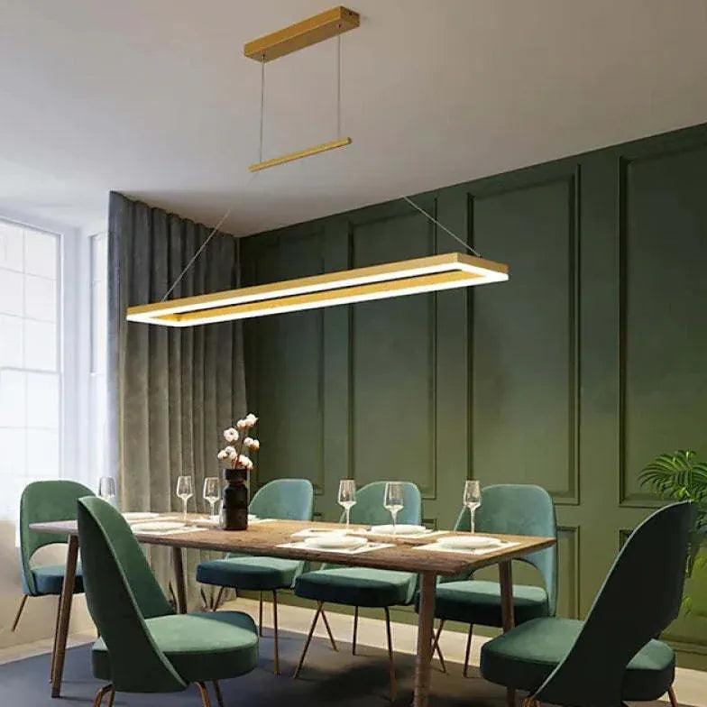 Modern Rectangular Wooden LED Dining Light Pendant | boxzora