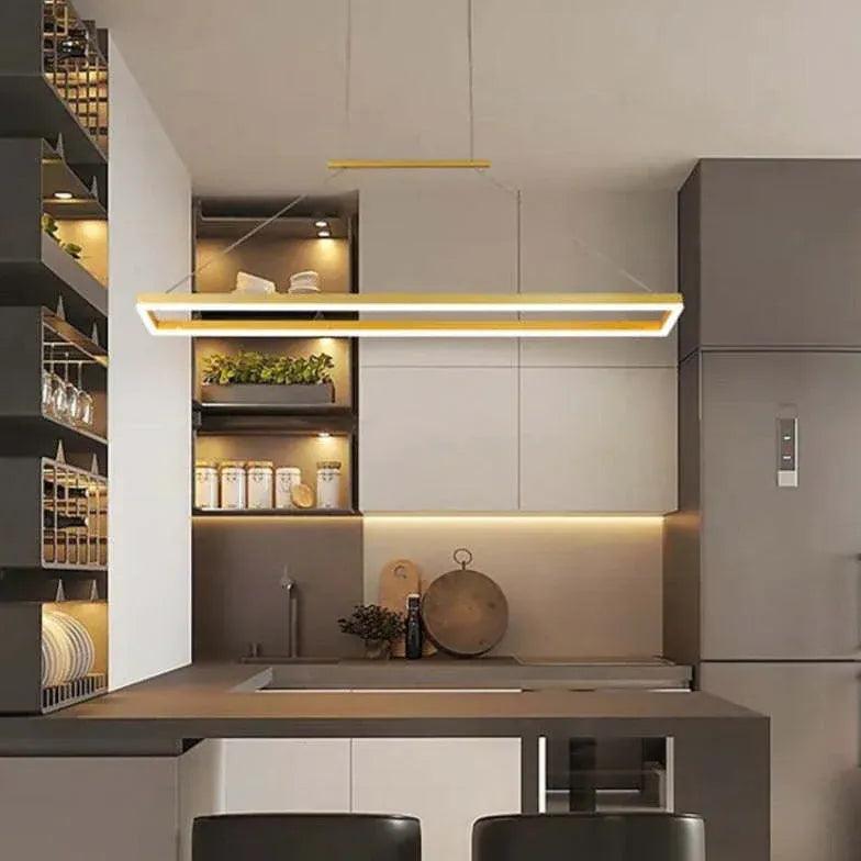 Modern Rectangular Wooden LED Dining Light Pendant | boxzora