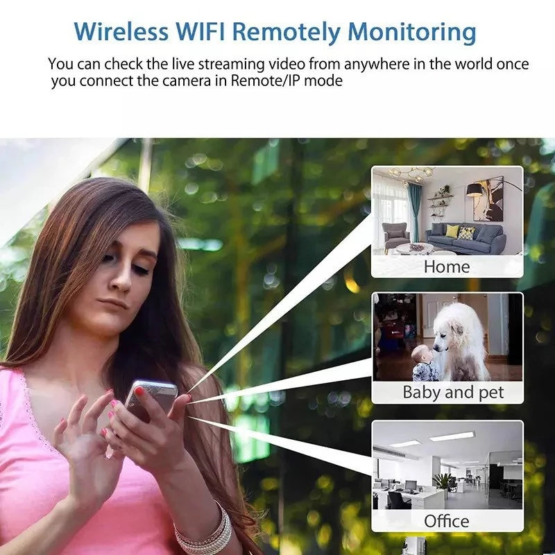 Mini trådlös WiFi-spionkamera — dold CCTV, rörelsedetektering, fjärrövervakning