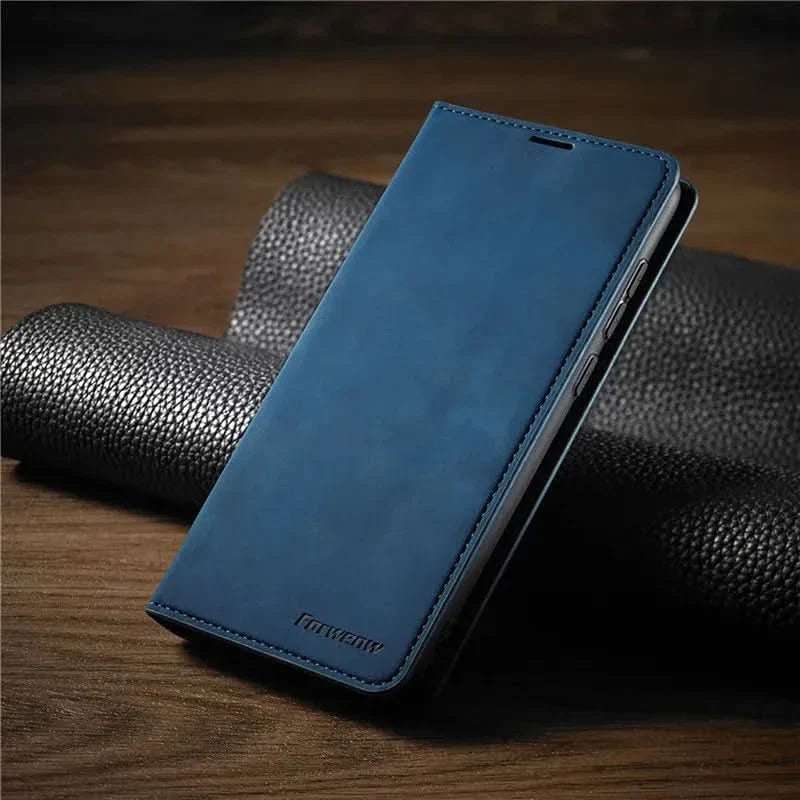 iPhone Leather Case — Secure Magnetic Closure & Impact Protection