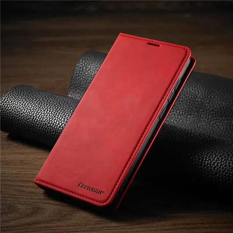 iPhone Leather Case — Secure Magnetic Closure & Impact Protection