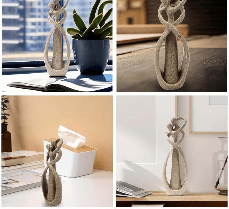 Escultura abstrata Abraço eterno — peça de arte decorativa elegante