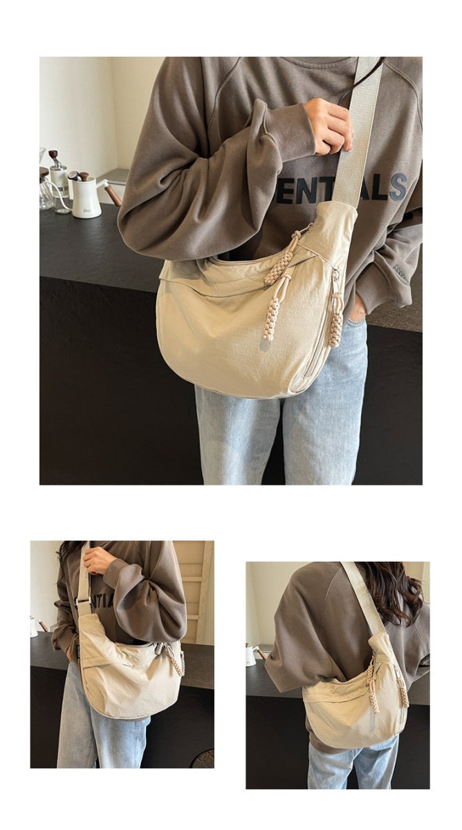 EVERCARRY Nylon schoudertas — slimme vakken, geweven textuur