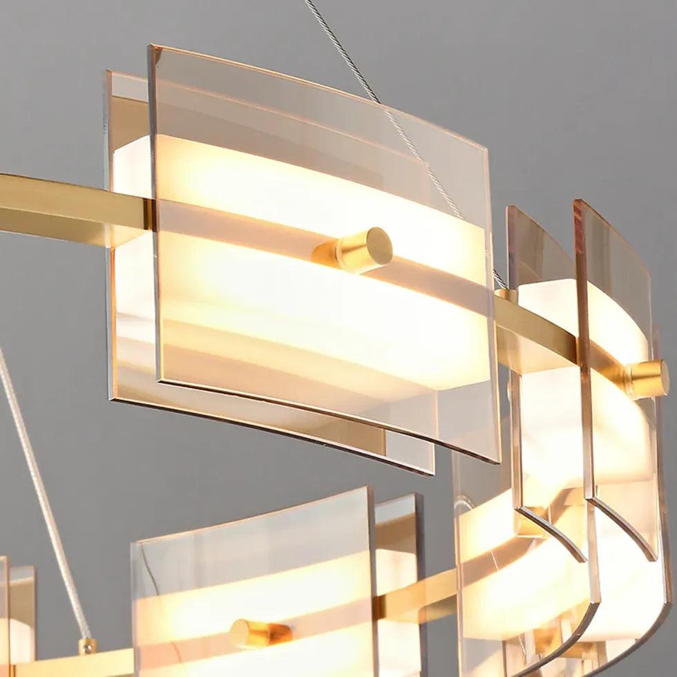 Luxuriöse runde Glas-Pendelleuchten mit mehreren rechteckigen Elementen | boxzora