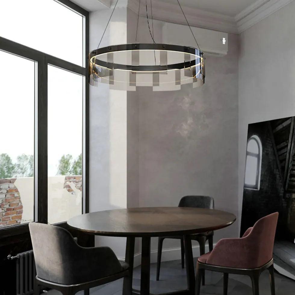 Nowoczesna szklana lampa wisząca w kształcie pierścienia do jadalni | boxzora