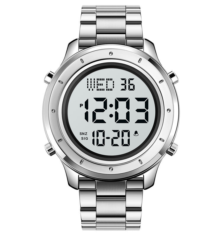 Men's Multifunction Electronic Watch — 47mm Round Dial, 30m Waterproof