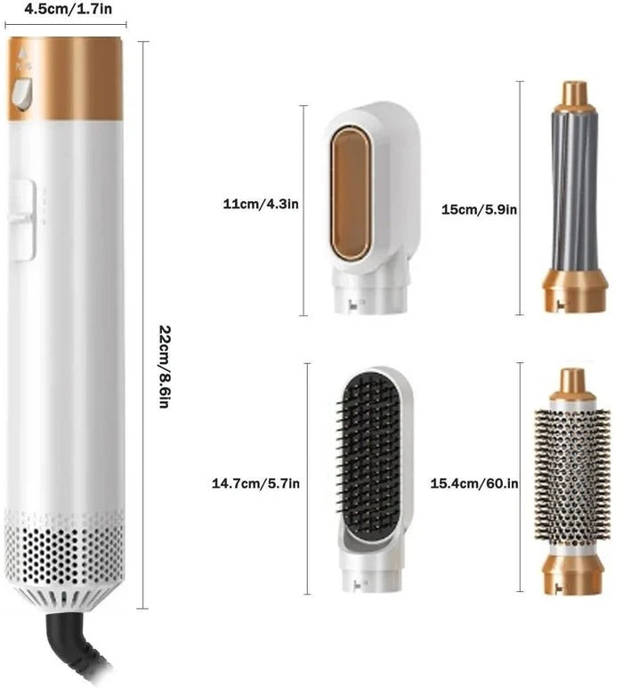Spazzola asciugacapelli multifunzione FusionStyle — 5 accessori, piega in pochi minuti