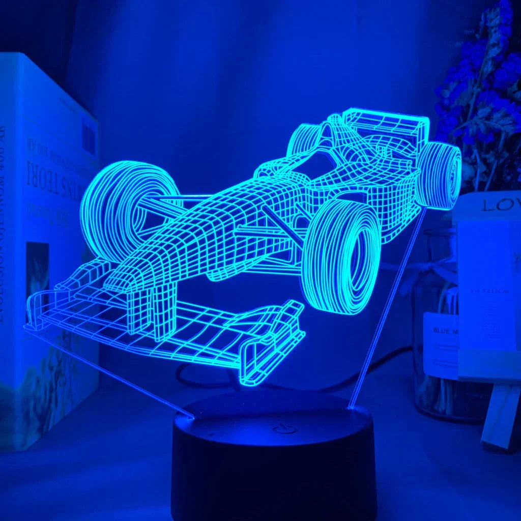 Formula 1 3D illúziólámpa — 7 színváltó mód