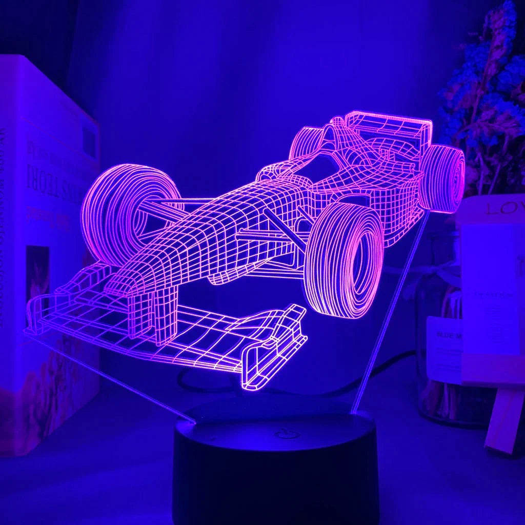 Formula 1 3D illúziólámpa — 7 színváltó mód
