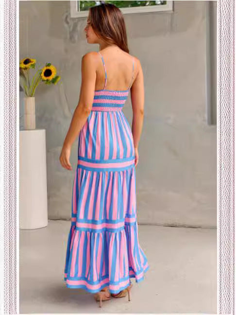 Robe Longue d’Été à Rayures – Élégance Naturelle & Séduction Décontractée