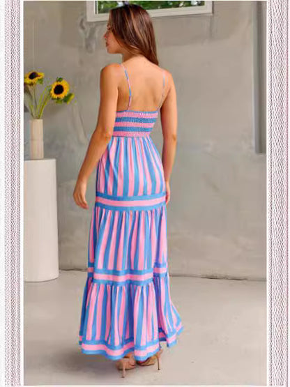 Robe Longue d’Été à Rayures – Élégance Naturelle & Séduction Décontractée