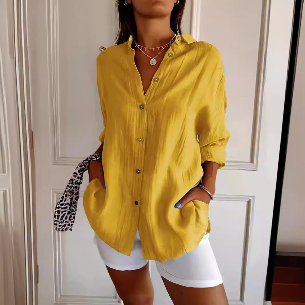 Chemise longue plissée à col cranté