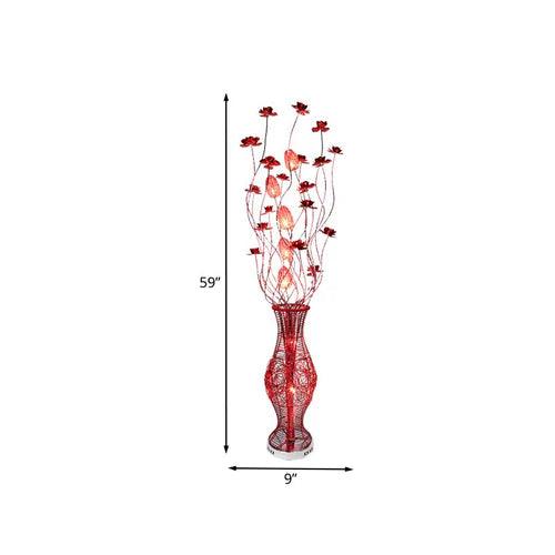 Lampe de sol rouge en forme de vase pour salon moderne | boxzora